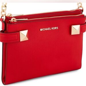 Michael Kors Red Crossbody Bag with Gold Accents